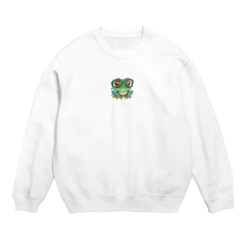 知的な眼鏡カエル Crew Neck Sweatshirt