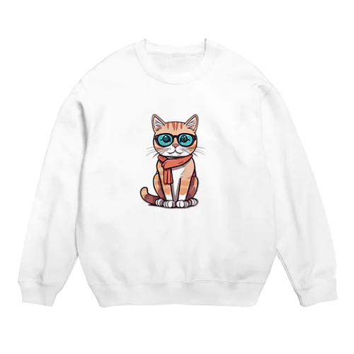 メガネ猫∥ Crew Neck Sweatshirt