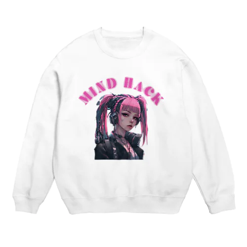 サイバーパンク少女　ツインテール Crew Neck Sweatshirt