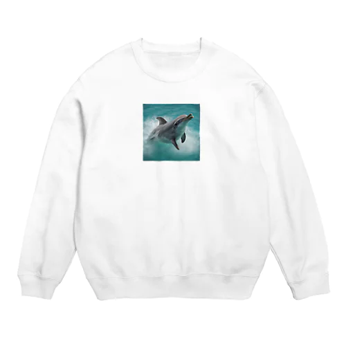 はしゃぐイルカ Crew Neck Sweatshirt