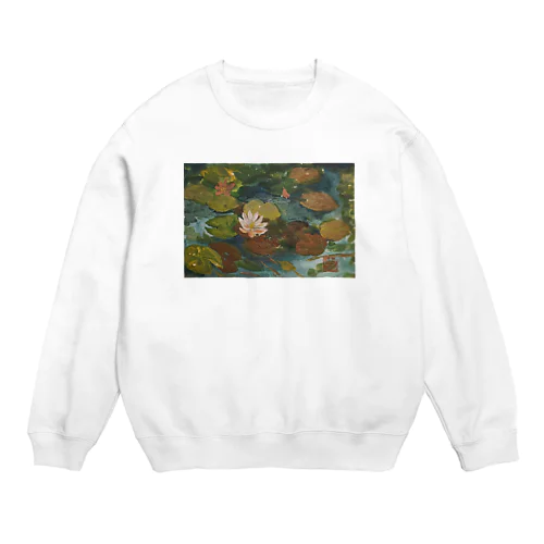 2020年5月岡田美術館前 雨後の蓮の花 Crew Neck Sweatshirt