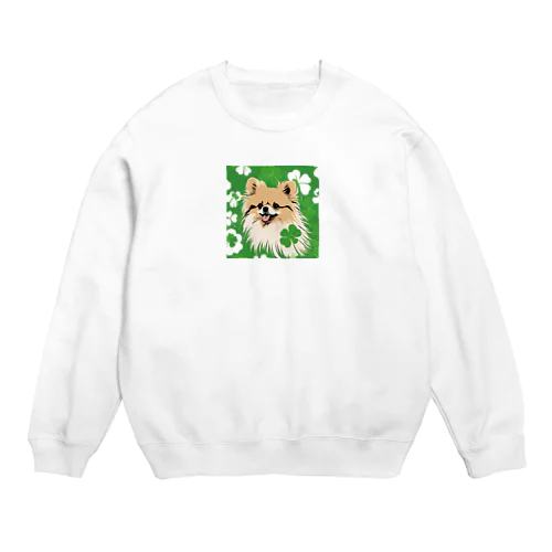 クローバーとポメラニアン Crew Neck Sweatshirt