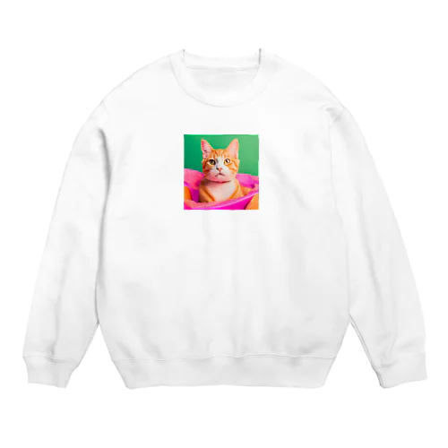 イケイケ猫ちゃん Crew Neck Sweatshirt