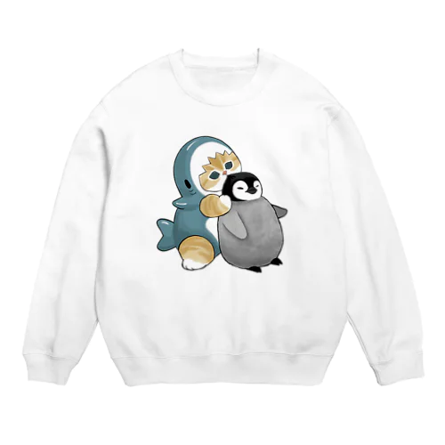 サメにゃんペンギン吸い Crew Neck Sweatshirt