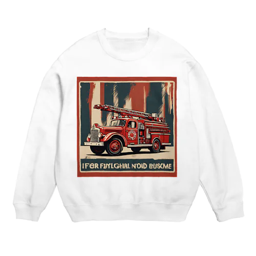 レトロはしご車　渋い Crew Neck Sweatshirt