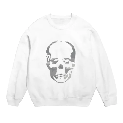 スカル光沢シルバー Crew Neck Sweatshirt