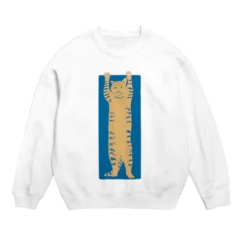 バンザイ猫　ブルー Crew Neck Sweatshirt