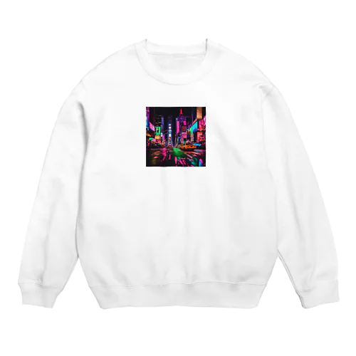 ネオン 夜景 Crew Neck Sweatshirt