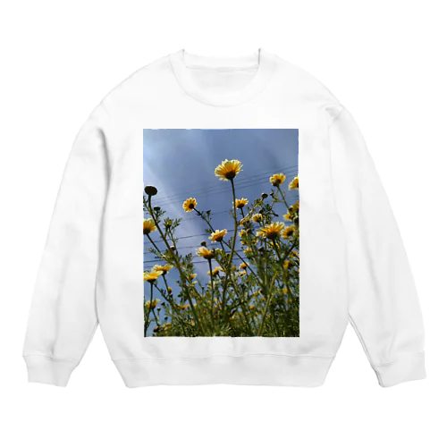 黄色い春菊の花 Crew Neck Sweatshirt