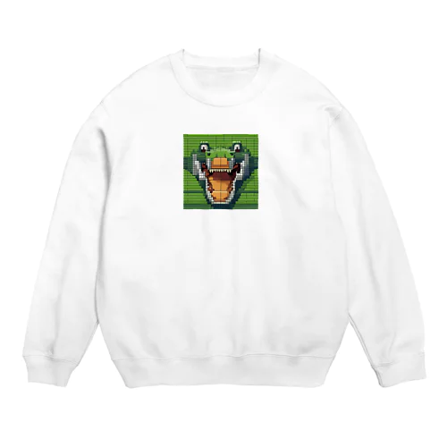 ピクセルで描かれたクールなワニ Crew Neck Sweatshirt