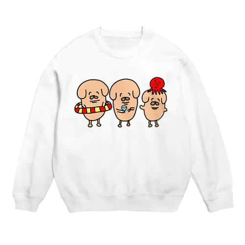 子ちん公３匹 Crew Neck Sweatshirt