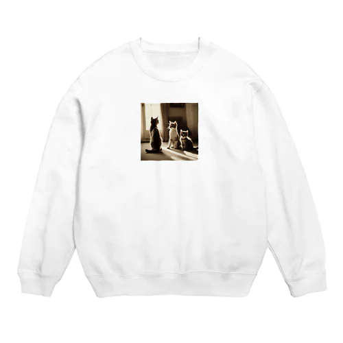 仲良しネコちゃんの佇み【動物画像クラシックシリーズ】 Crew Neck Sweatshirt