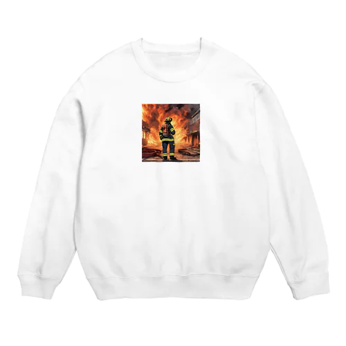 火災現場の勇敢な消防士のグッズ Crew Neck Sweatshirt