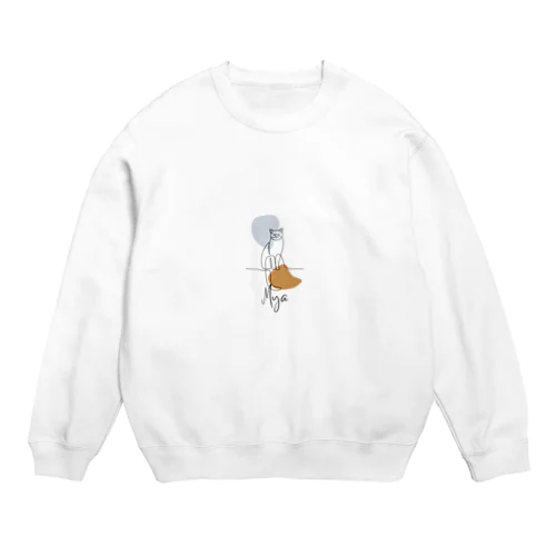 猫のアトリエ: アートやクリエイティブな猫デザイン　文字「mya」 Crew Neck Sweatshirt