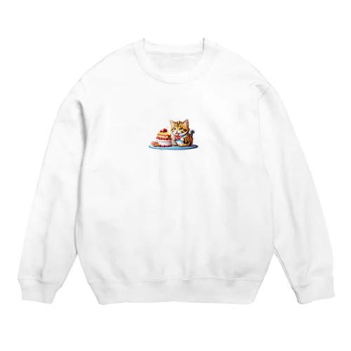 ぱくぱくネコちゃん Crew Neck Sweatshirt