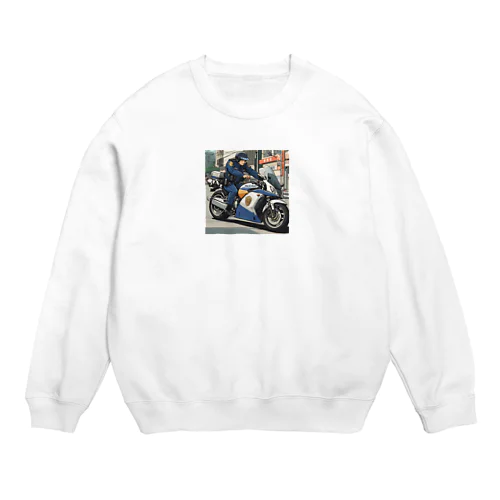 市民の安全を守る白バイ隊員 Crew Neck Sweatshirt