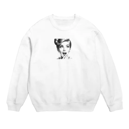 驚く女性 Crew Neck Sweatshirt