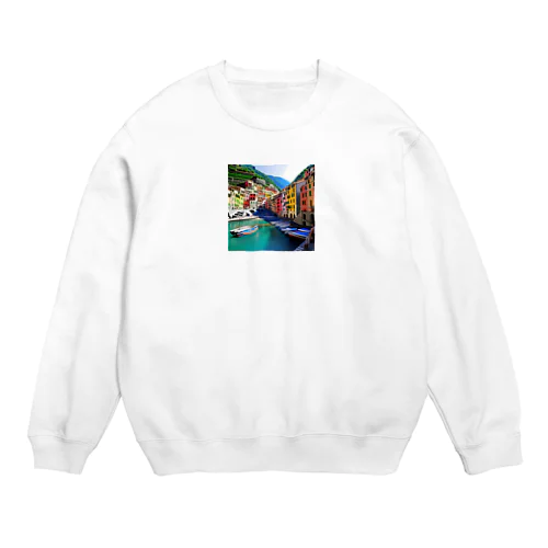 絵画のようなチンクエテッレの風景 Crew Neck Sweatshirt