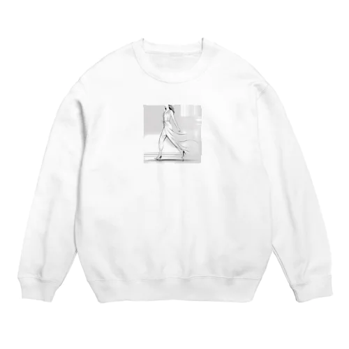 優雅な歩き方をする女性アートグッズ Crew Neck Sweatshirt