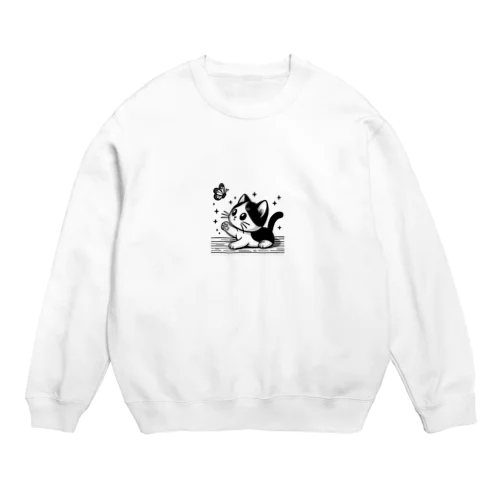 Cat & butterfly  Crew Neck Sweatshirt