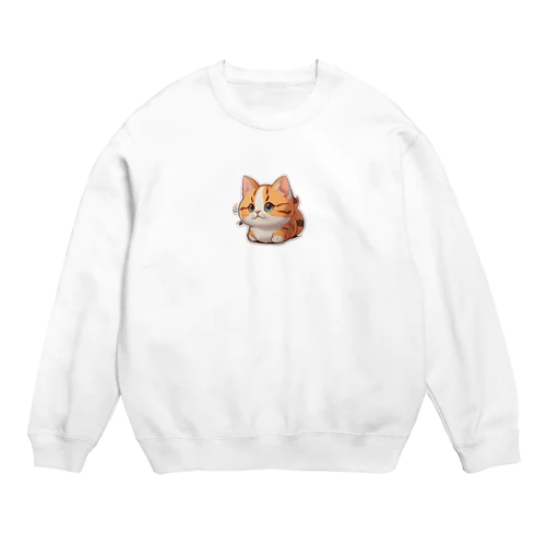 まん丸猫ちゃん Crew Neck Sweatshirt