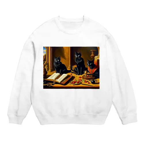 中世の黒猫 Crew Neck Sweatshirt