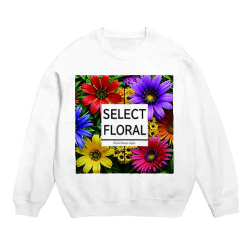 秋がテーマのコスモスなどの花柄デザイン Crew Neck Sweatshirt