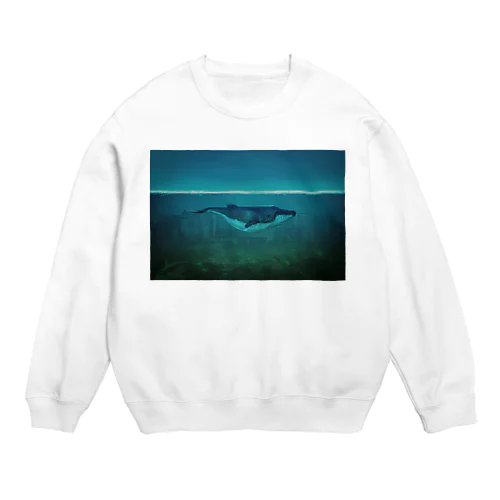 シロナガスクジラと海に沈んだ都市 Crew Neck Sweatshirt