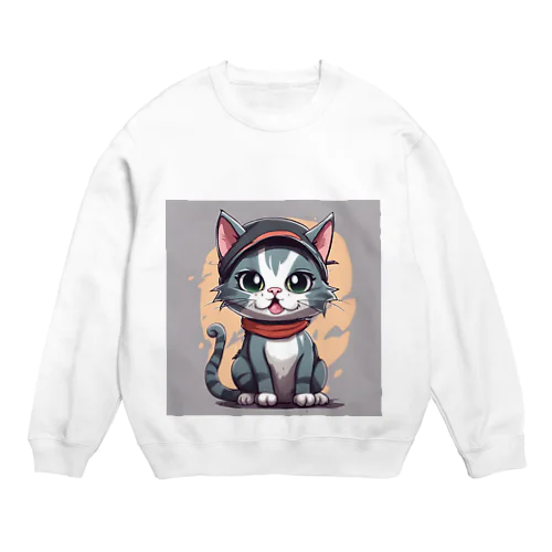 キャップ猫 Crew Neck Sweatshirt