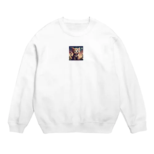 笑顔の子猫グッズ Crew Neck Sweatshirt