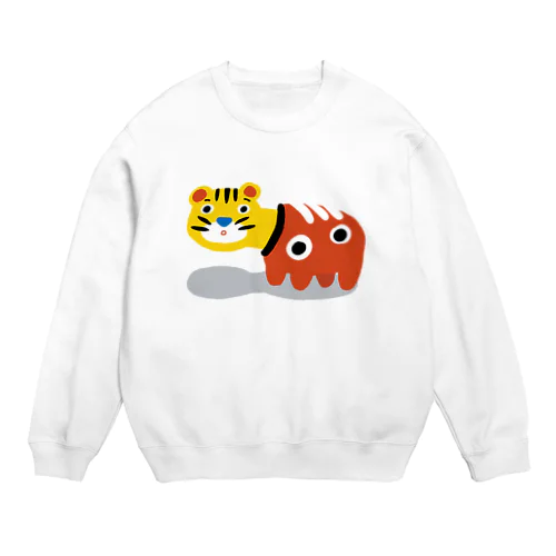 虎の張り子と赤べこ Crew Neck Sweatshirt