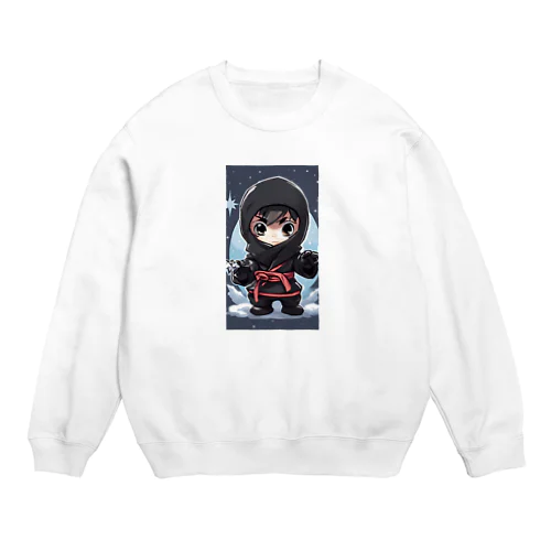 とっても小さな忍者さんのキュートなイラスト入り Crew Neck Sweatshirt