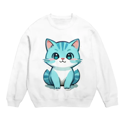 癒しのブルー猫グッズで、毎日を彩ろう Crew Neck Sweatshirt