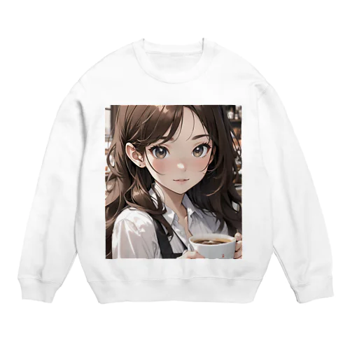 バリスタ見習いの女の子 Crew Neck Sweatshirt