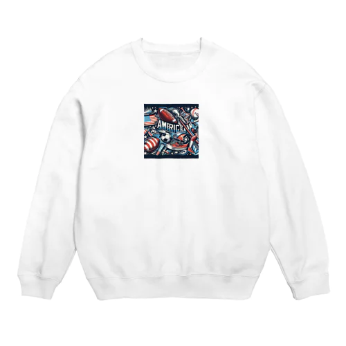  "アメリカンスポーツの輝き" Crew Neck Sweatshirt