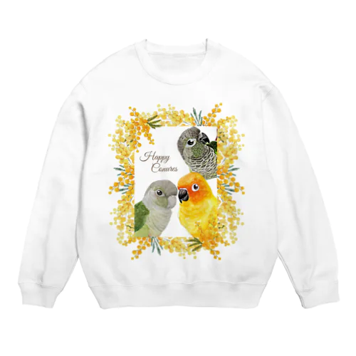 083 Happy Conures ミモザ Crew Neck Sweatshirt