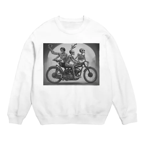 ドクロとバイク Crew Neck Sweatshirt