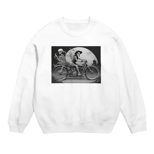 ドクロとバイク Crew Neck Sweatshirt