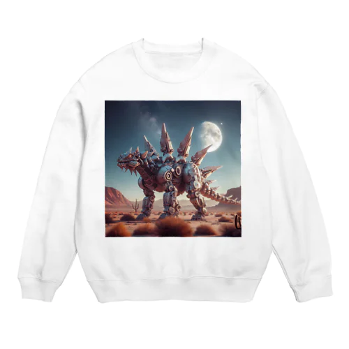 彷徨うステゴサウルス・ナイト Crew Neck Sweatshirt