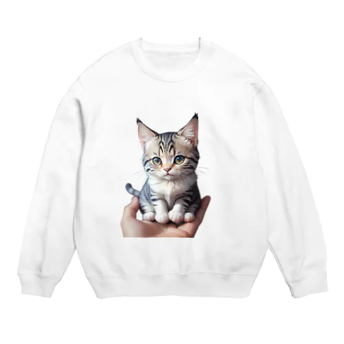 "手のひらの猫"  Crew Neck Sweatshirt