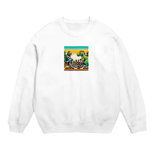 ドットロボットと恐竜のチェスゲームA Crew Neck Sweatshirt