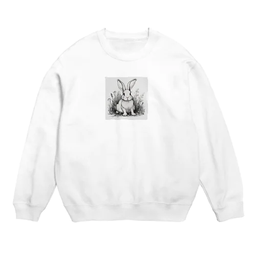 休んでいるウサギ Crew Neck Sweatshirt