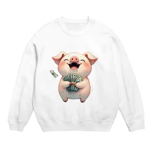 資本主義の豚「お金大好き」 Crew Neck Sweatshirt