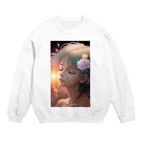 考える女性 Crew Neck Sweatshirt