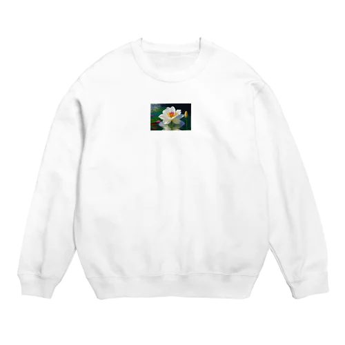 水辺に咲く純白の花 Crew Neck Sweatshirt