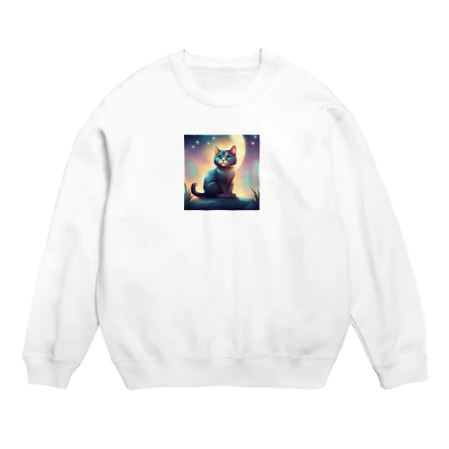 ただかわいい猫のイラストグッズ Crew Neck Sweatshirt