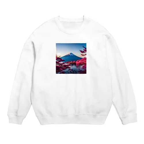 富士山と紅葉、そして湖のグッズ Crew Neck Sweatshirt