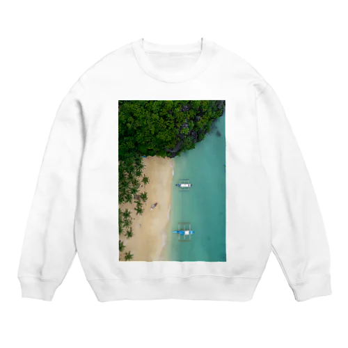 上空からのビーチ写真 Crew Neck Sweatshirt