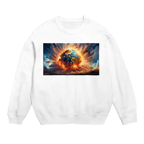 惑星が地球に落下、そして大爆発のグッズ Crew Neck Sweatshirt