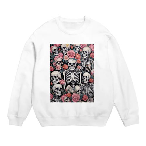 薔薇とドクロ Crew Neck Sweatshirt